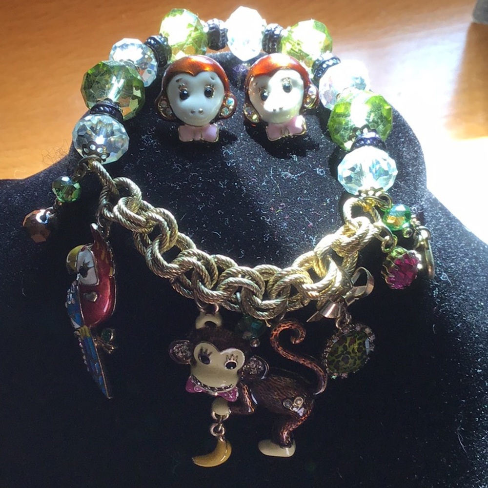 Betsey Johnson bracelet and earrings